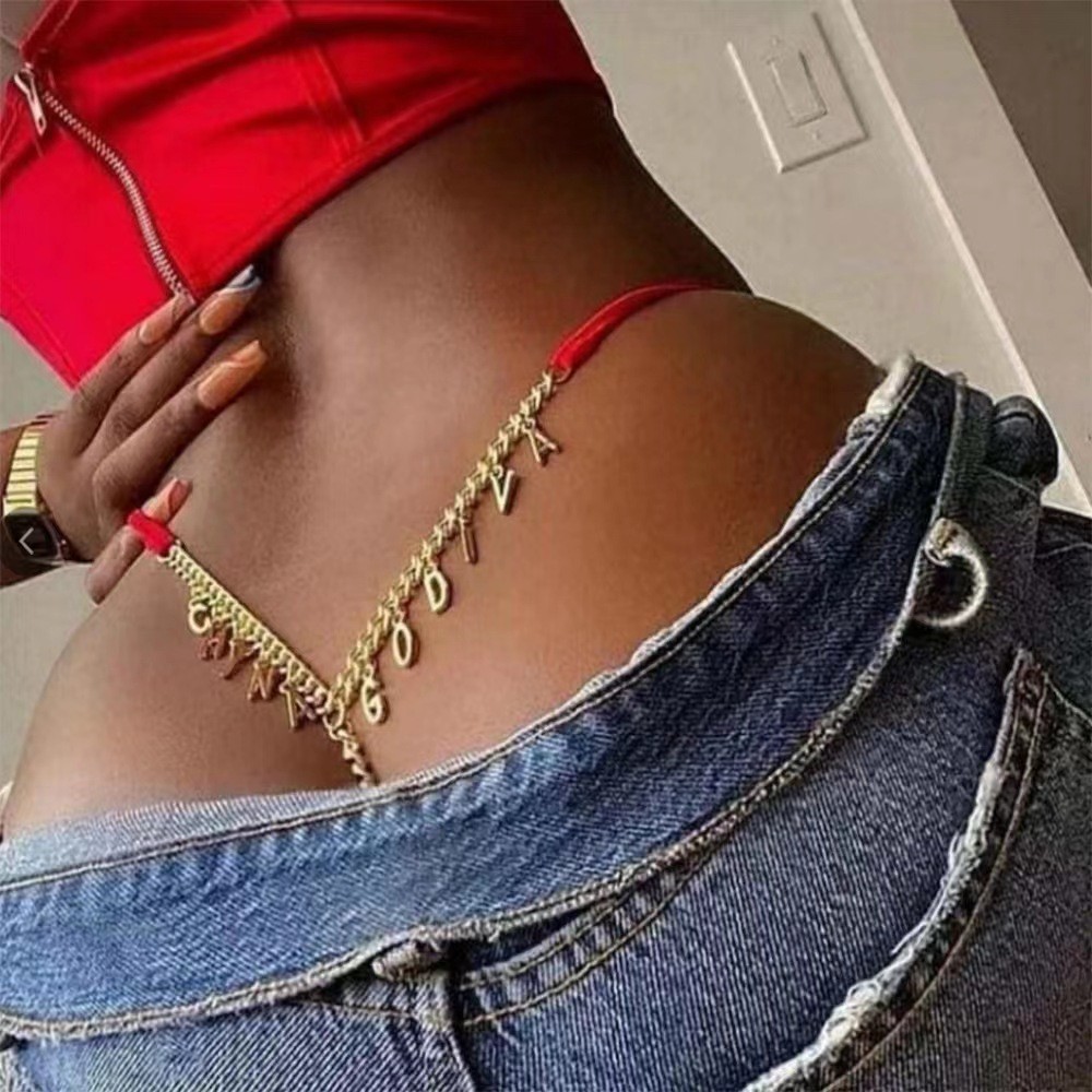 Tanga De Letra De Strass Personalizada Com Corrente Personalizada Tanga Sexy - soufeelbr