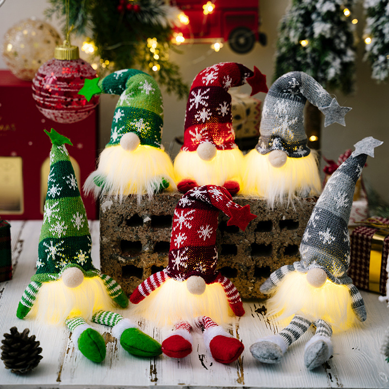 Gnomo De Natal Brilhante, Anão Sem Rosto, Com Led E Baterias, Boneco Para Decoração De Natal, Presente De Natal, Boneco Vermelho, Cinza E Verde, Xmax Gifts - soufeelbr