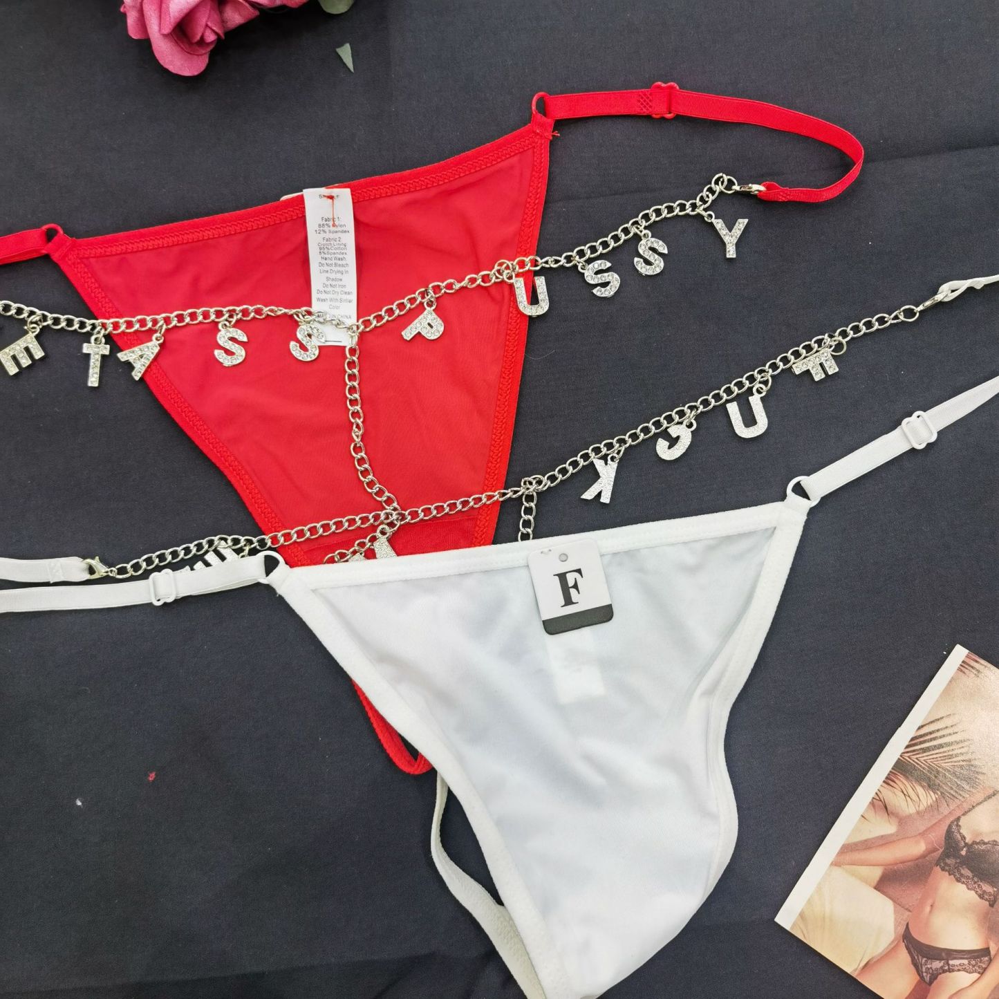 Tanga De Letra De Strass Personalizada Com Corrente Personalizada Tanga Sexy - soufeelbr