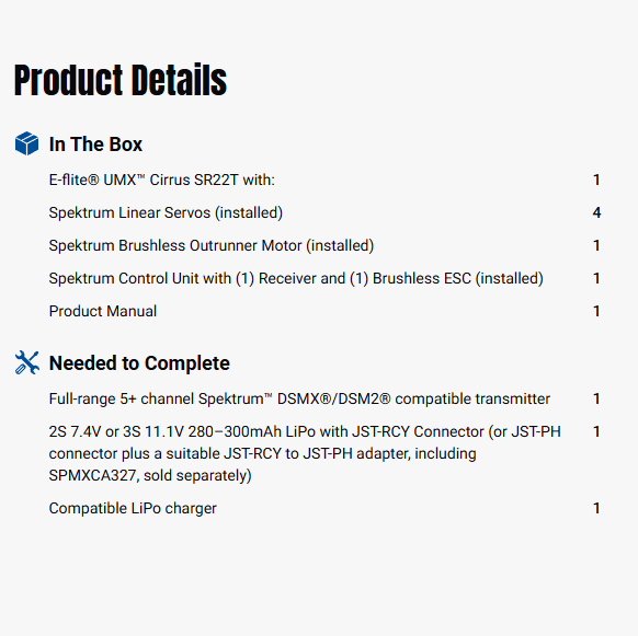 E-flite 732mm UMX Cirrus SR22T BNF Basic RC Warbirds Airplane w/ AS3X & SAFE-EFLU15950