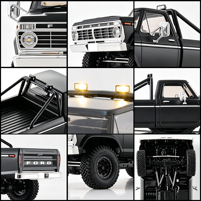 FMS 1:18 FCX18 II Ford F-100 RTR Brushless Rock Crawler (199mm Wheelbase)-118L01BLBK
