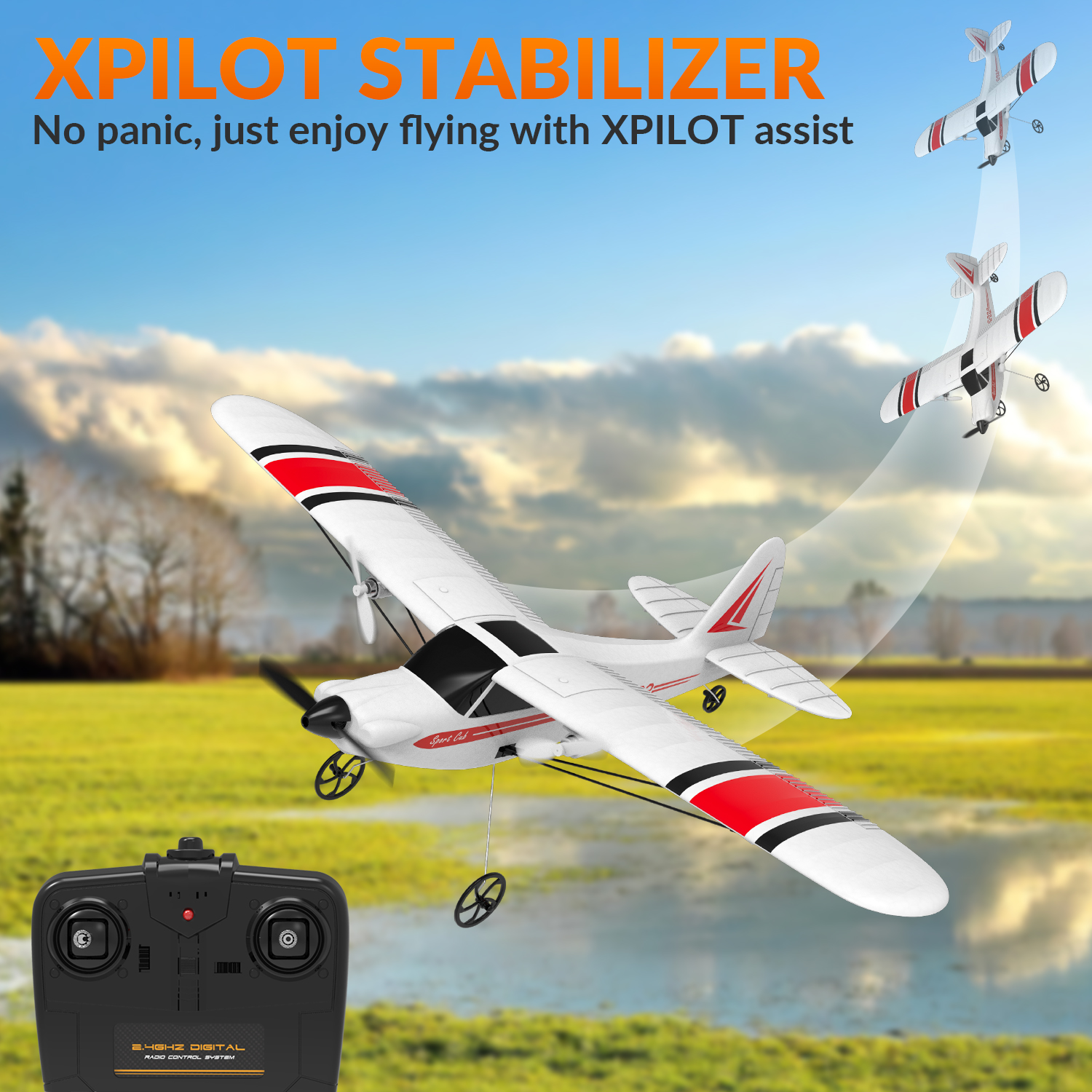 VOLANTEXRC Sport Cub 400mm RTF 2CH Beginner RC Plane 15.7''-76202