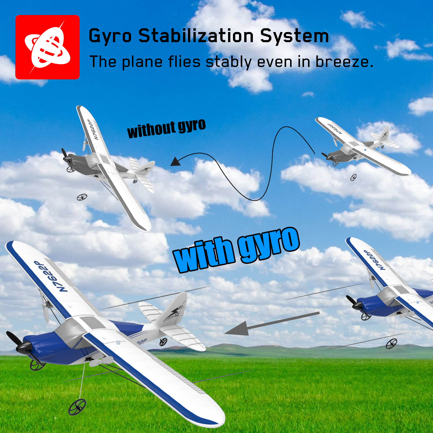 VOLANTEXRC Sport Cub 400mm RTF 2CH Beginner RC Plane 15.7''-76202