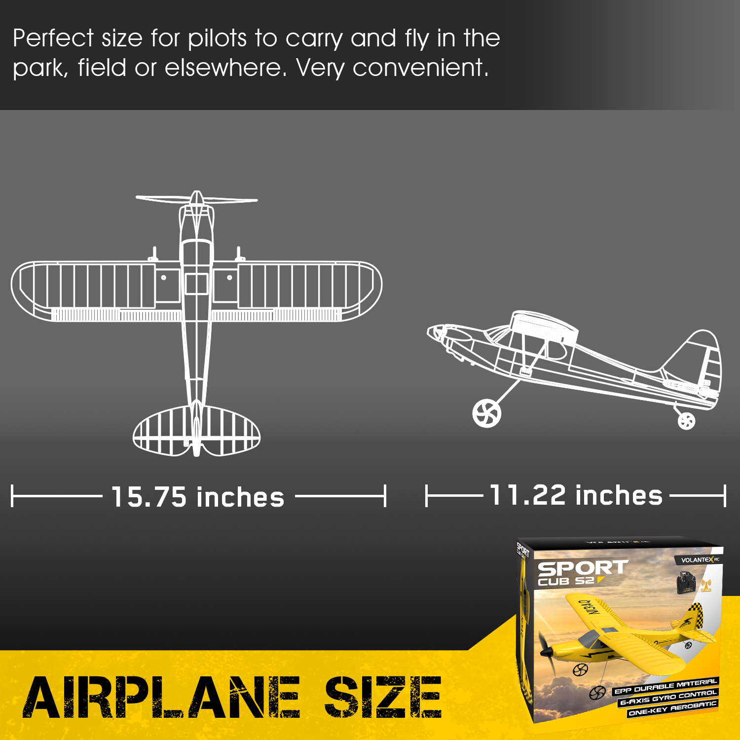 Volantexrc RC Airplane 3ch Sports Cub S2 PNP Version Without Battery Without Training Forge With 6 Axis Gyro Stabilizer And One Button Artificial Fly Function RC Plane For Beginners