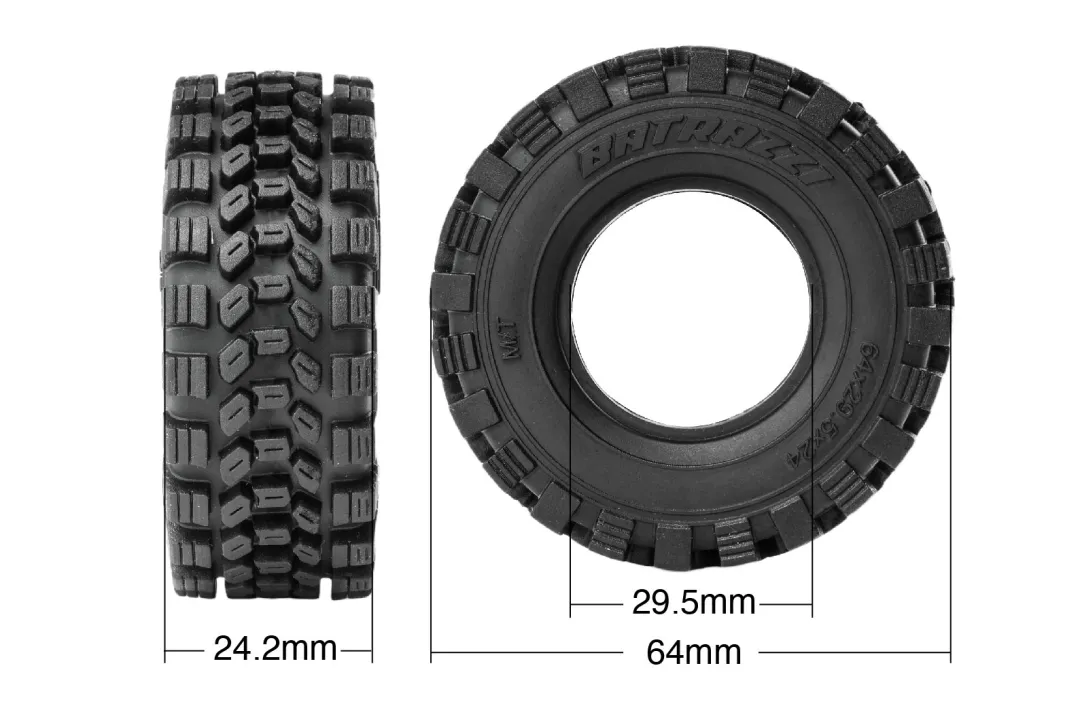 BATRAZZI 64*24.2mm Outrider ZR 1.2” M/T Tires (4 Pcs)-BTZ1122