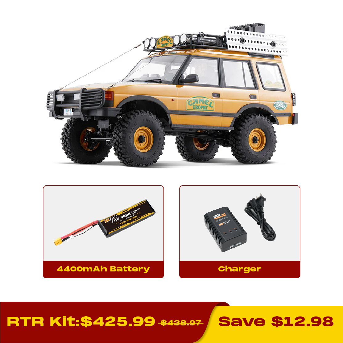 FMS 1:10 FCX10 Land Rover Camel Trophy Edition RS RC Crawlers-FMS11043RSYL-SP
