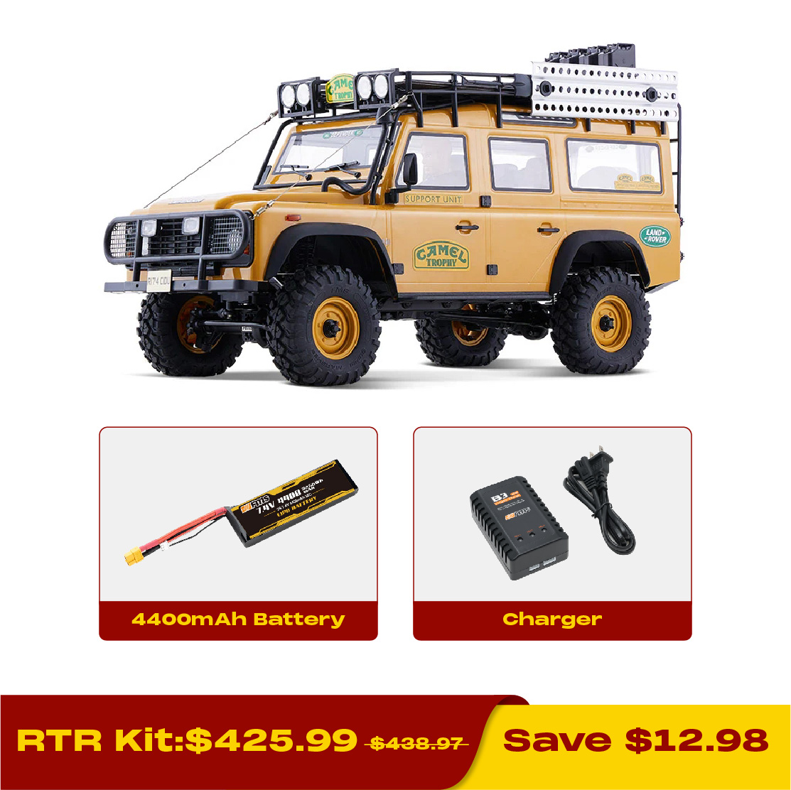 FMS 1:10 FCX10 Land Rover Camel Trophy Edition RS RC Crawlers-FMS11043RSYL-SP