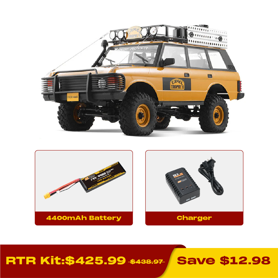 FMS 1:10 FCX10 Land Rover Camel Trophy Edition RS RC Crawlers-FMS11043RSYL-SP