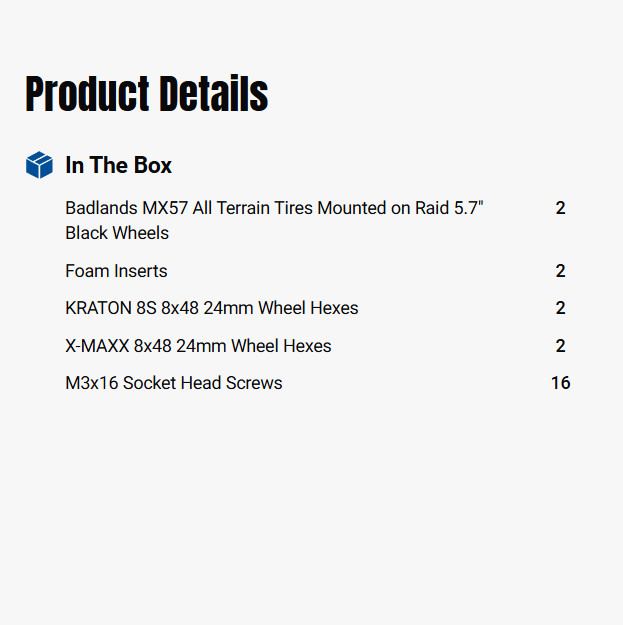 Pro-Line Racing 2Sets 1/6 Badlands MX57 Front/Rear 5.7” Tires Mounted on Raid 8x48 Removable 24mm Hex Wheels: Black-PRO1019811