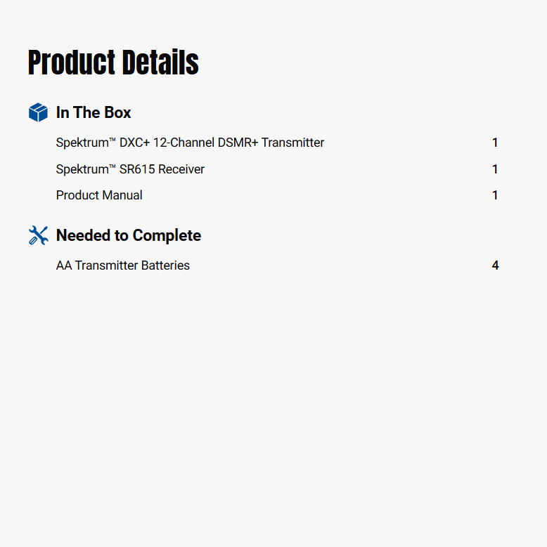 Spektrum DXC+ 12-Channel DSMR+ Transmitter with SR615 Receiver-SPM6130  10.28