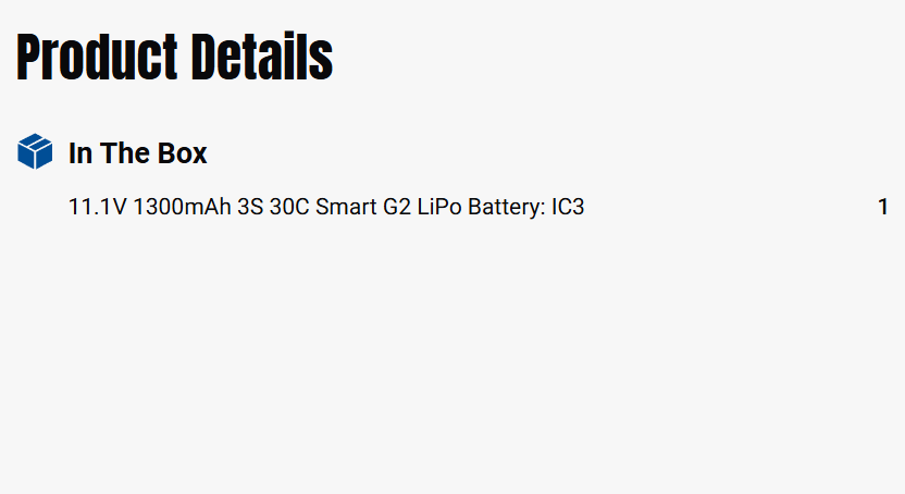 Spektrum 1300mAh 3S 11.1V Smart G2 LiPo 30C IC3-SPMX133S30