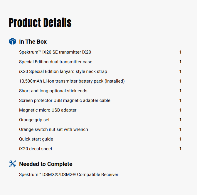 Spektrum iX20 20-Channel DSMX Special Edition Transmitter-SPMR20110