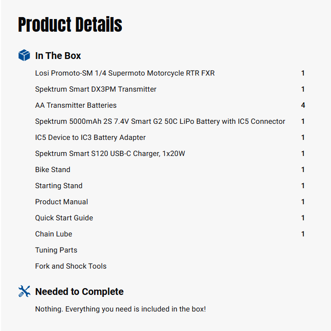 Losi 1:4 Promoto-SM FXR Supermoto Motorcycle RTR, White-LOS-2310