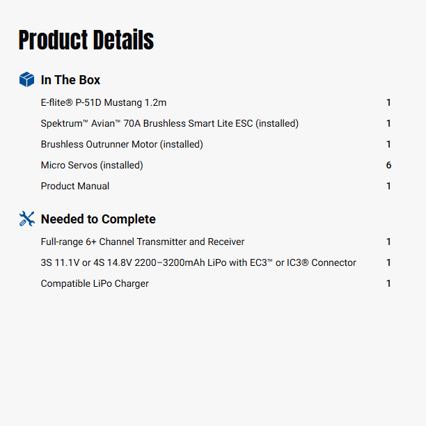 E-flite P-51D Mustang 1.2m PNP “Cripes A’Mighty 3rd”-EFL08975