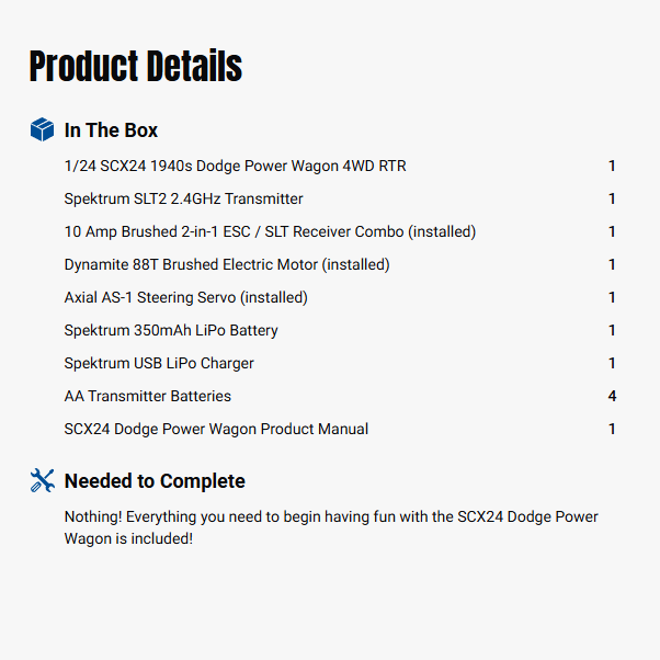 Axial 1/24 SCX24 Dodge Power Wagon 4X4 RTR Brushed Rock Crawler (Battery & Charger Included)-AXI00007T1/AXI00007T2