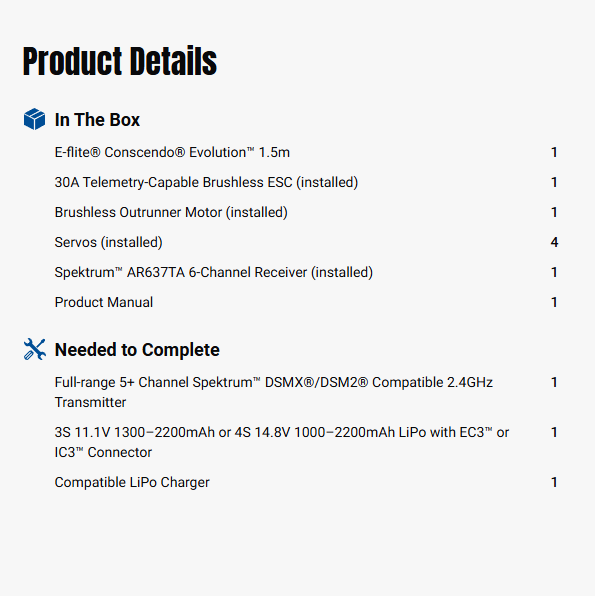 E-flite Conscendo Evolution 1.5m BNF Basic w/SAFE Select-EFL01650