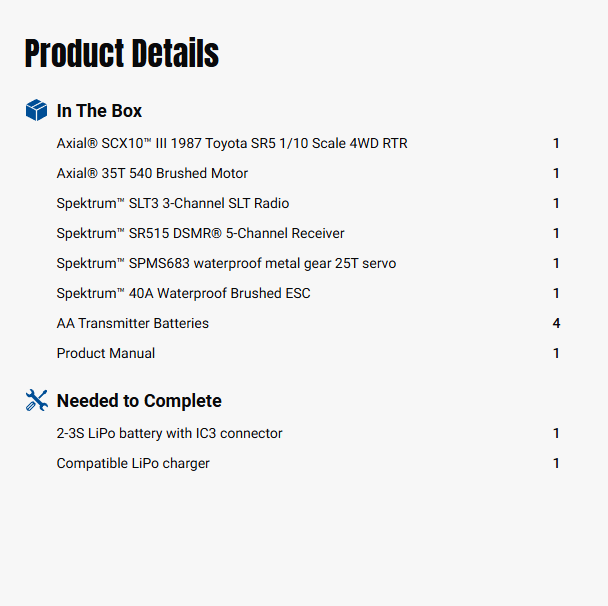 1/10 Axial SCX10 III 1987 Toyota SR5-AXI-2062T1/AXI-2062T2