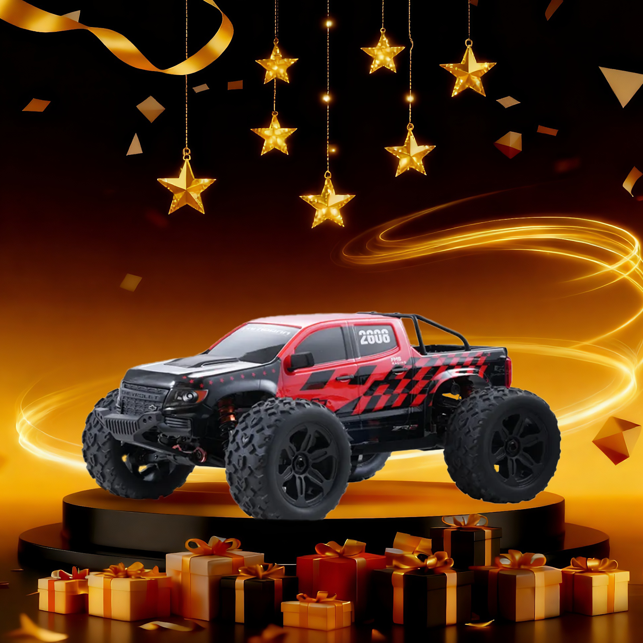 FMS 1:10 FMT10 Chevrolet Colorado Basher RS Brushless Monster Truck-FMS11021RSRD-BK