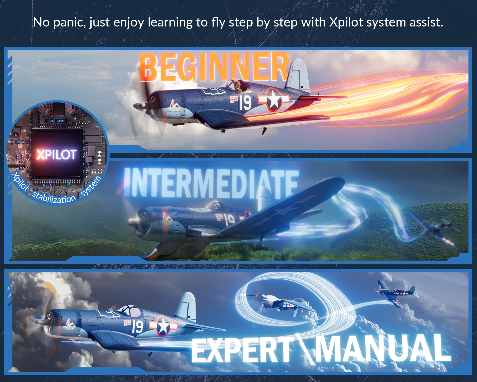 VOLANTEXRC F4U Corsair 500mm RTF RC Warbirds Airplane w/ Brushless Motor-76803