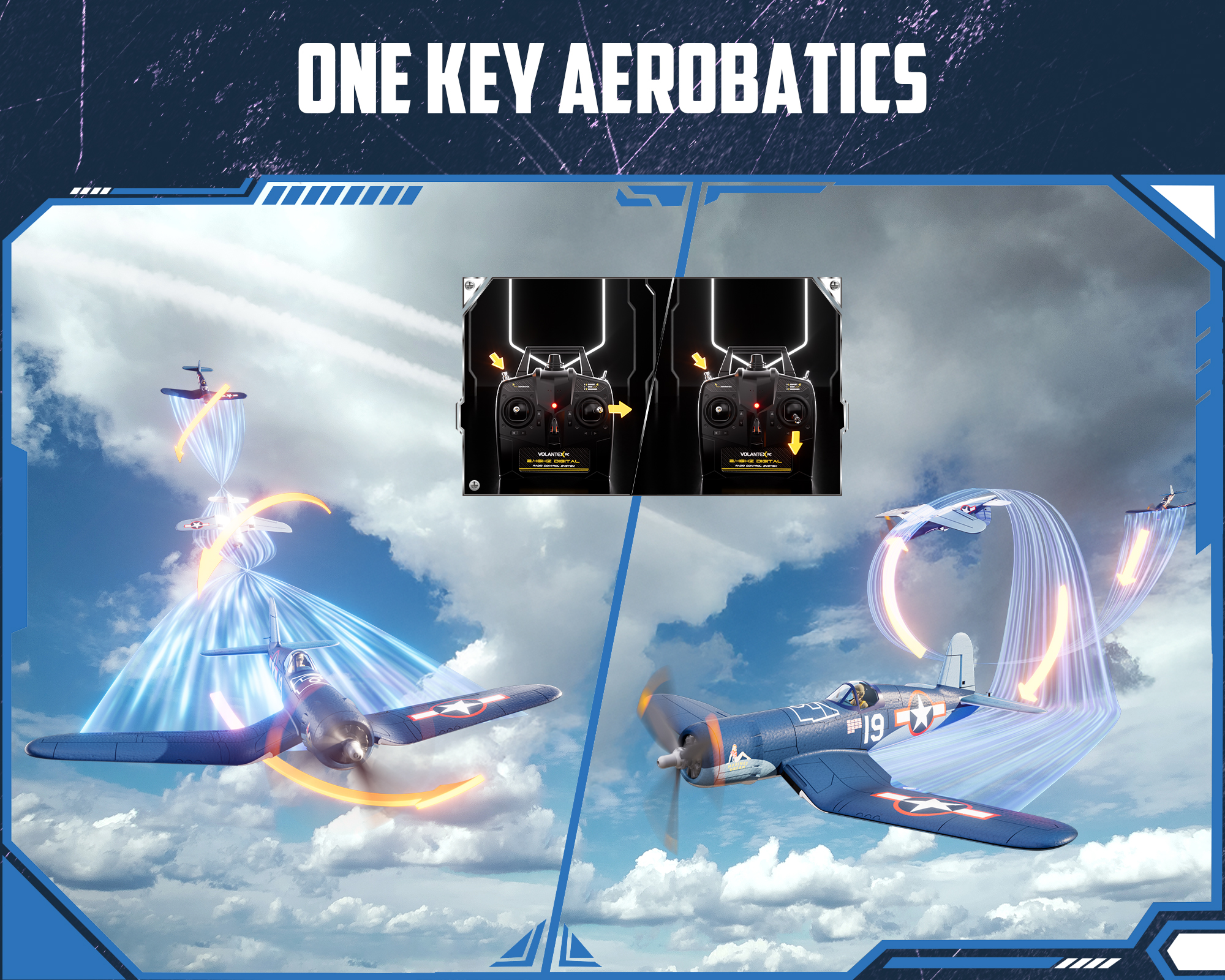 VOLANTEXRC F4U Corsair 500mm RTF RC Warbirds Airplane w/ Brushless Motor-76803