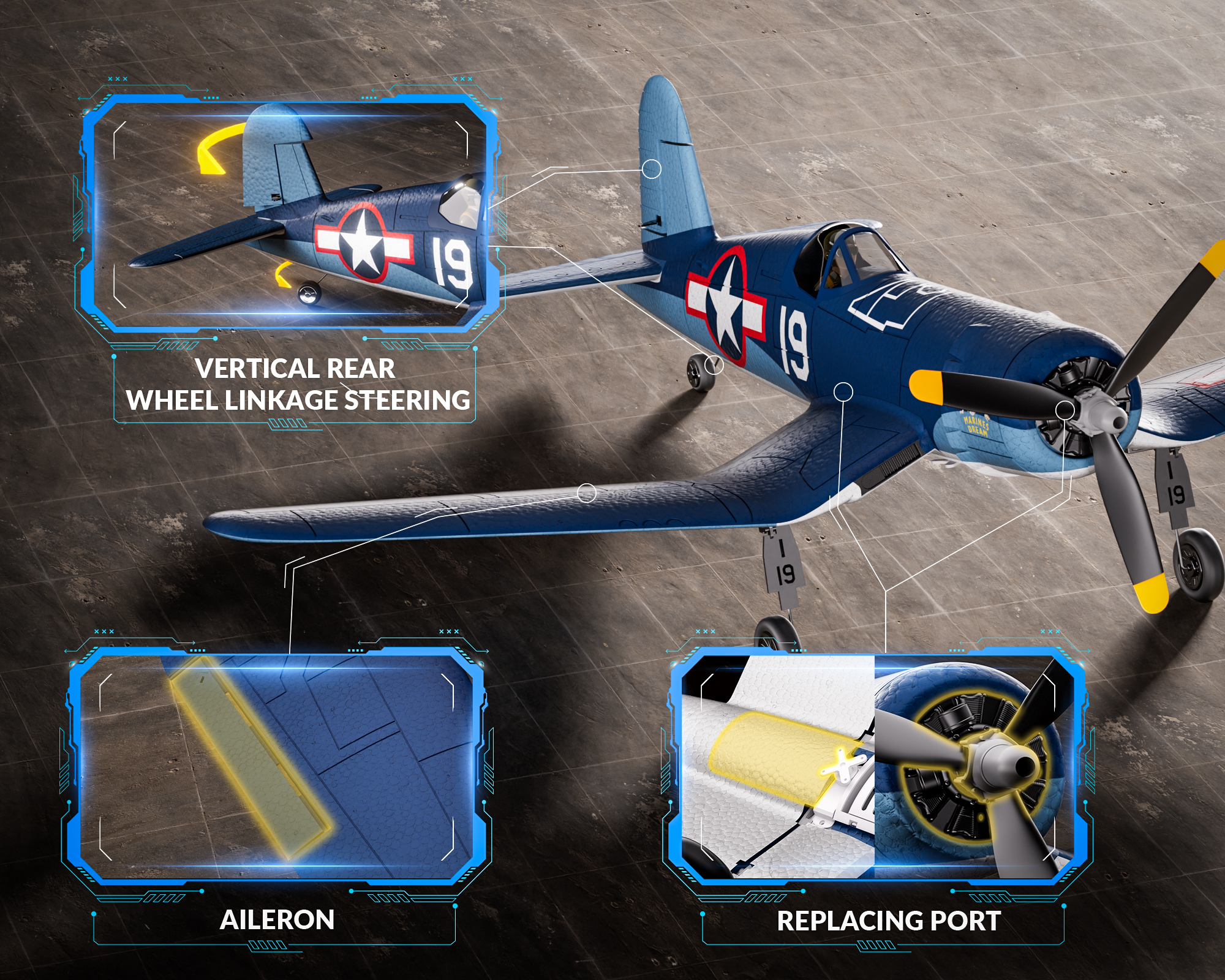 VOLANTEXRC F4U Corsair 500mm RTF RC Warbirds Airplane w/ Brushless Motor-76803