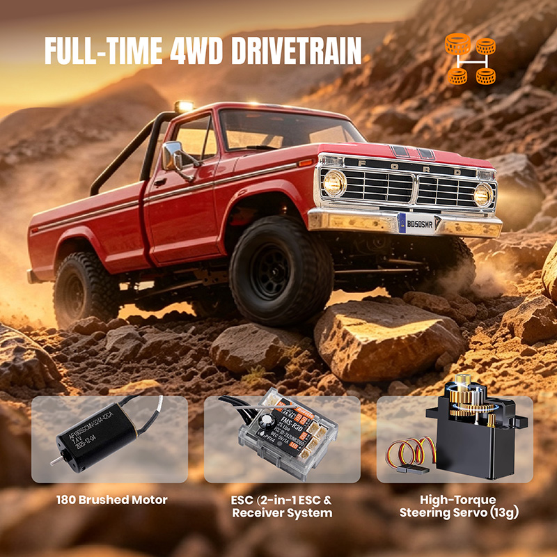 FMS 1:18 FCX18 II Ford F-100 RC Crawler RTR Brushed (199mm Wheelbase)-118L01BDBUWH