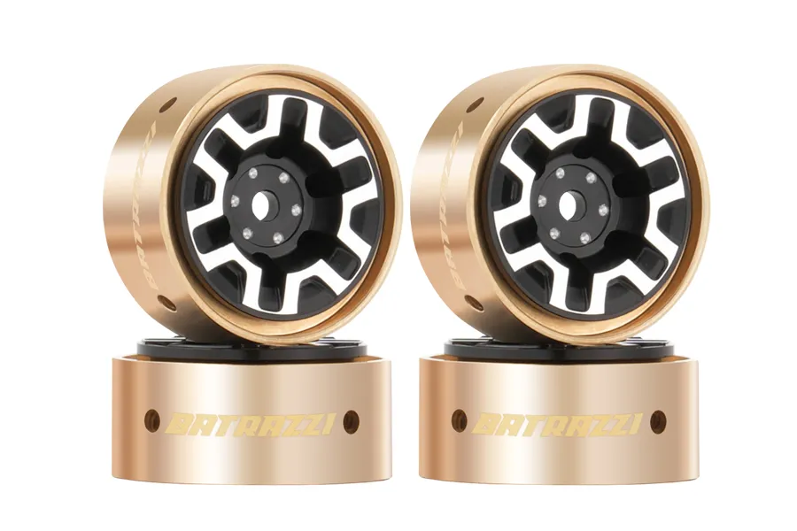 BATRAZZI 0.9” Aluminum Beadlock Y-Spoke Wheels with Brass Weights (4 Pcs)-BTZ1147BK