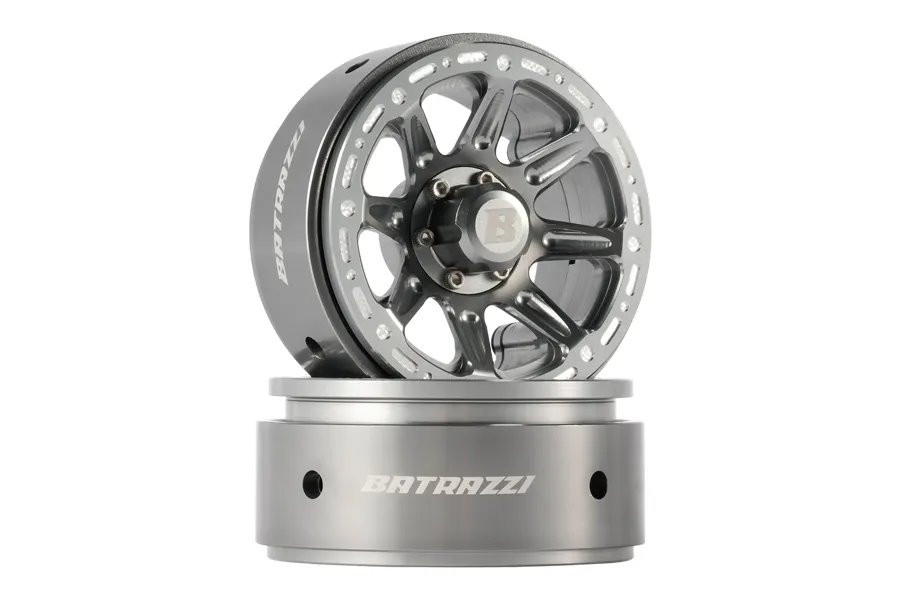 BATRAZZI Aluminum 1.9” V-Spoke Beadlock Wheels (2pcs)-BTZ1109SG-AL