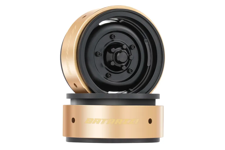 BATRAZZI 1.9” Aluminum Beadlock 4-Slot Road Wheels with Brass Weights (2 Pcs)-BTZ1132YL-AL
