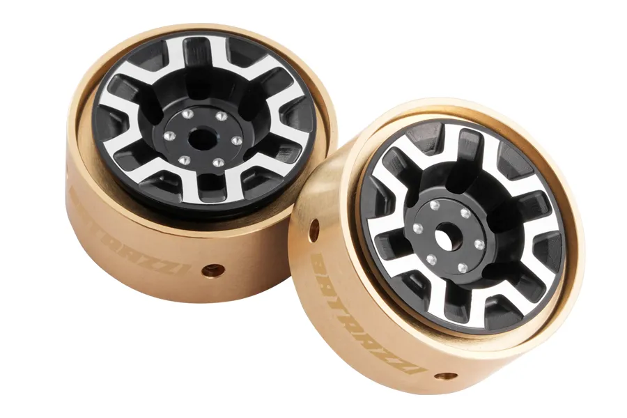 BATRAZZI 0.9” Aluminum Beadlock Y-Spoke Wheels with Brass Weights (4 Pcs)-BTZ1147BK