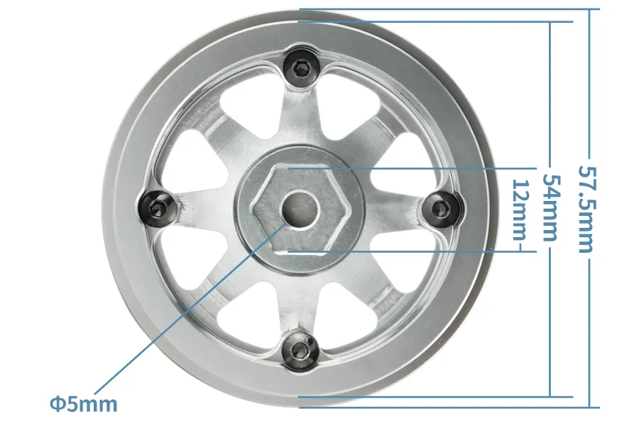 BATRAZZI Aluminum 1.9” V-Spoke Beadlock Wheels (2pcs)-BTZ1109SG-AL