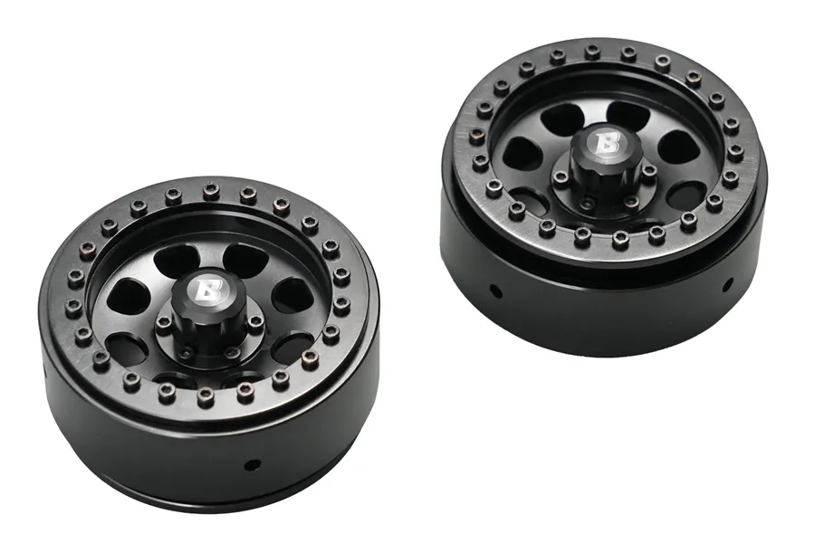 BATRAZZI 1.9" Aluminum D-Hole Beadlock Wheels Black (2pcs)-BTZ1070