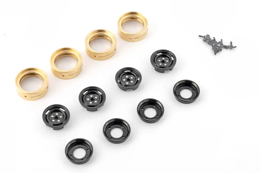 BATRAZZI 0.8" Aluminum 4-Slot Road Wheels Black 4 Pcs for SCX24/CR24/FCX24M (Discovery/Range Rover & Tacoma)-BTZ1088BK-AL