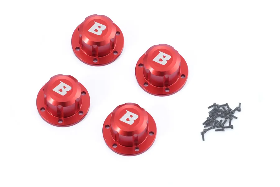 BATRAZZI Aluminum Hub Covers for 1.9" Wheels Red (4 Pcs)-BTZ1081RD