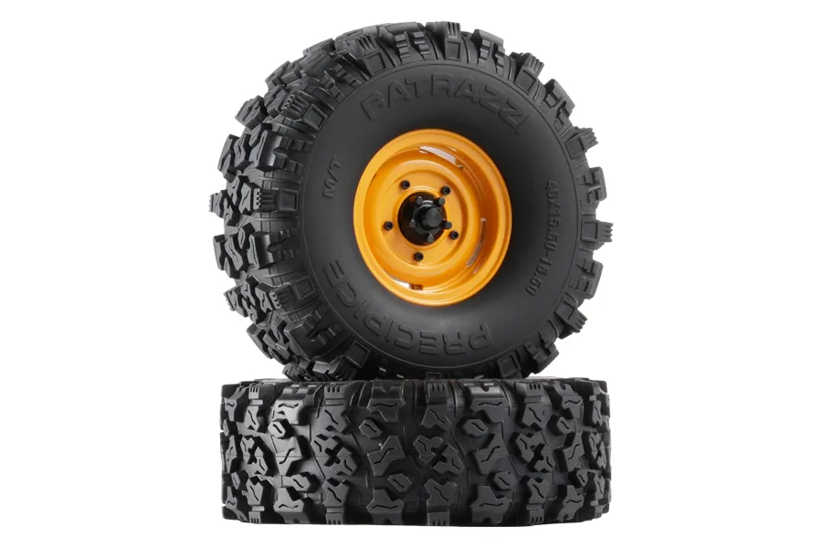BATRAZZI 1.9” Aluminum Beadlock 4-Slot Road Wheels with Brass Weights (2 Pcs)-BTZ1132YL-AL