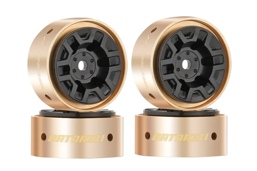 BATRAZZI 0.9” Aluminum Beadlock Y-Spoke Wheels with Brass Weights (4 Pcs)-BTZ1147BK