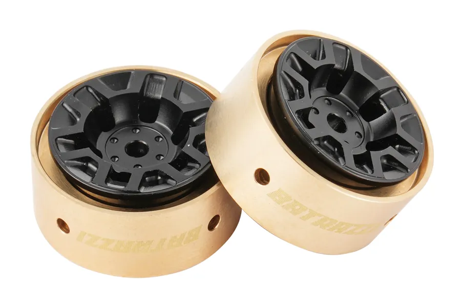 BATRAZZI 0.9” Aluminum Beadlock Y-Spoke Wheels with Brass Weights (4 Pcs)-BTZ1147BK