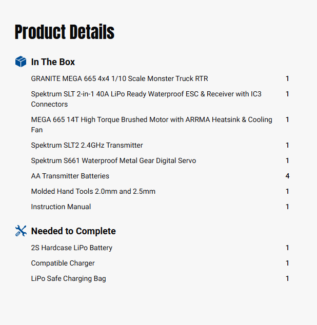 ARRMA 1/10 GRANITE MEGA 665 4X4 RTR Brushed Monster Truck, Green