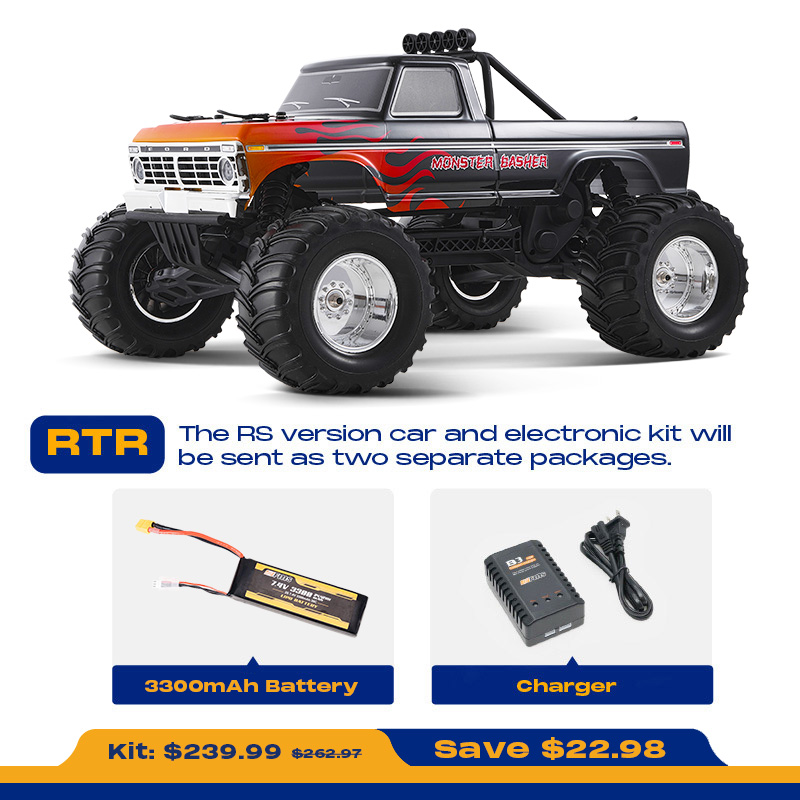 FMS 1:10 Ford F-100 RS Brushless Monster Truck-FMS11023RSBK-BL/FMS11023RSBG-BL