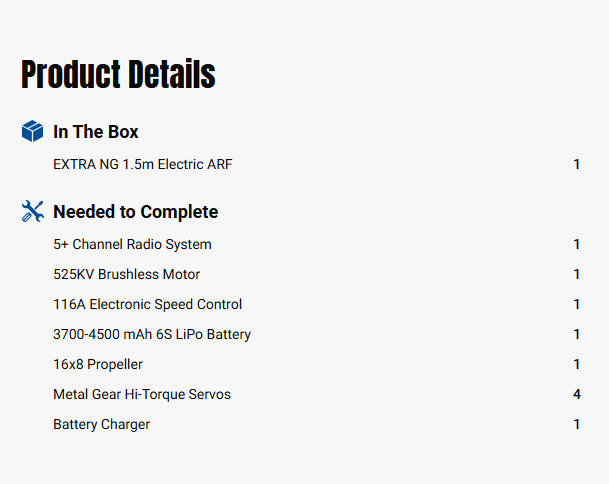 Phoenix Model EXTRA NG 1.5m Electric ARF-PMMPH254