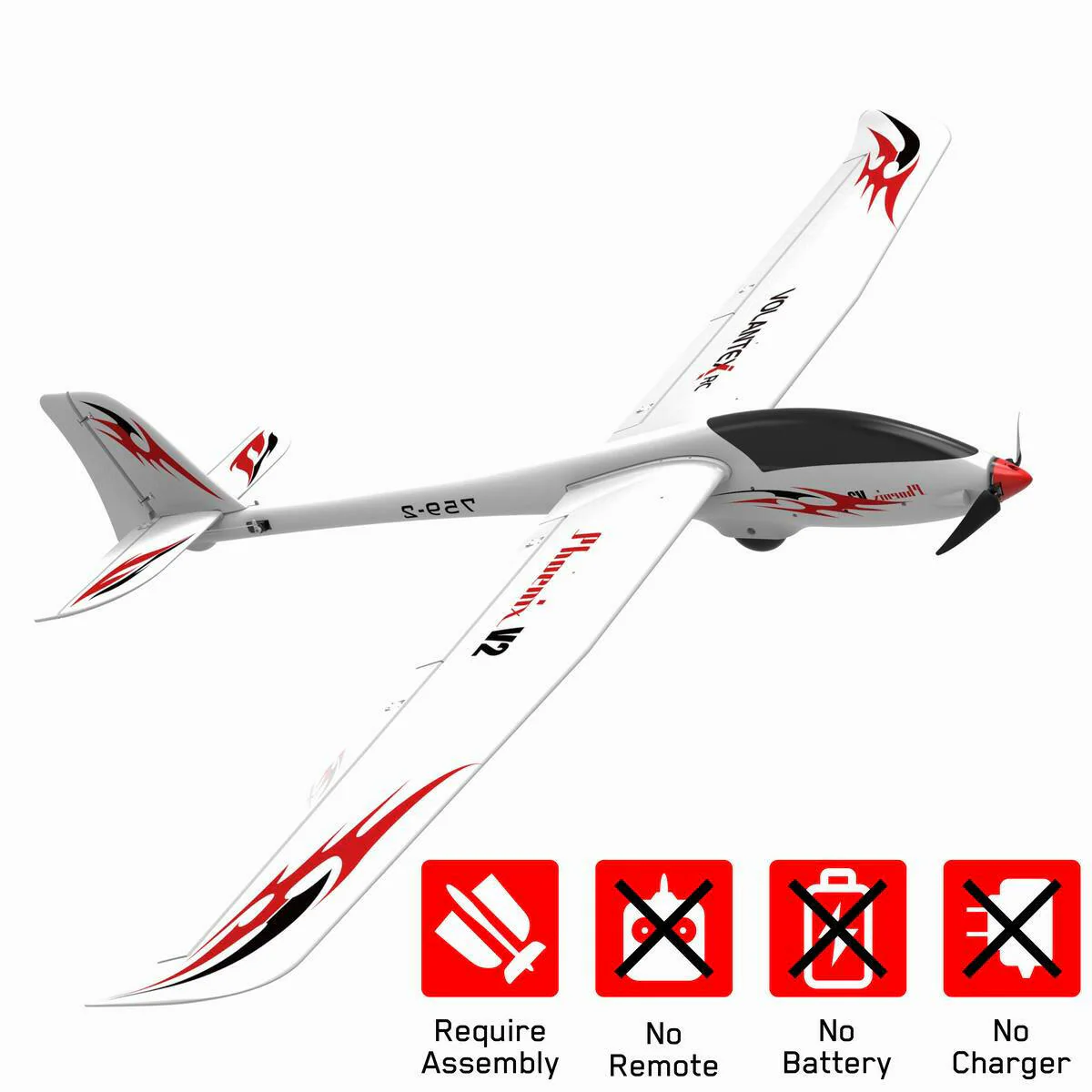 VOLANTEXRC Phoenix V2 2000mm PNP RC Glider Electric RC Airplane 5CH w/ Strong EPO foam 78.7''-75902