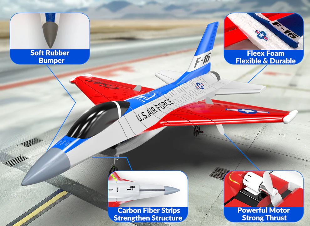 VOLANTEXRC F16 Falcon 340mm RTF 2CH for kids 13.4''-76204