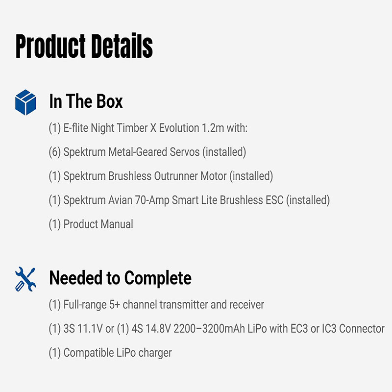 E-flite Night Timber X Evolution 1.2m PNP