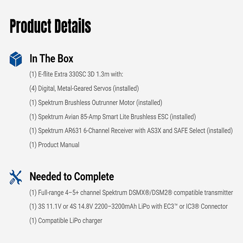 E-flite Extra 330 SC 3D 1.3m BNF Basic with AS3X and SAFE Select