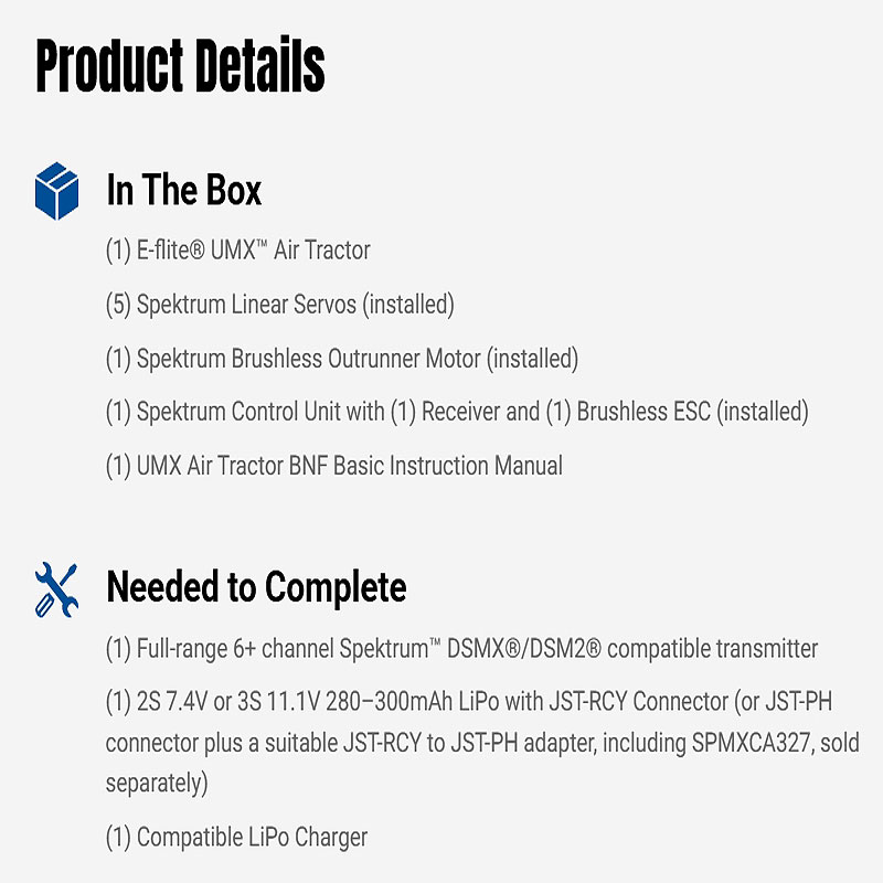 UMX Air Tractor BNF Basic with AS3X and SAFE Select
