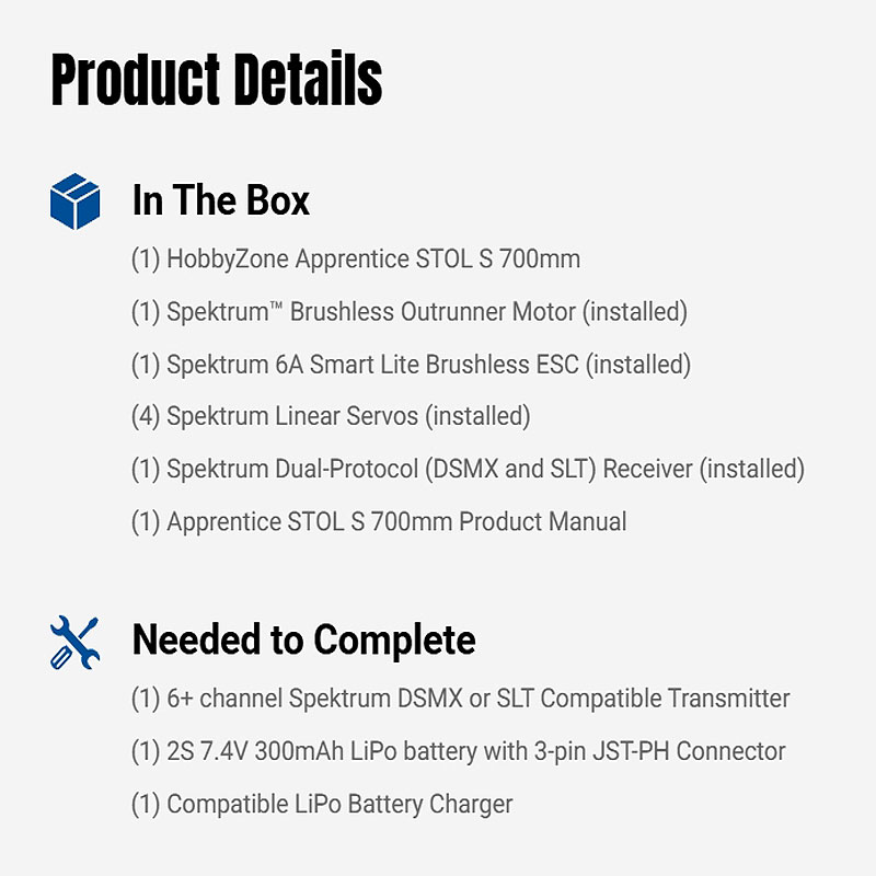 HobbyZone Apprentice STOL S 700mm BNF Basic with SAFE