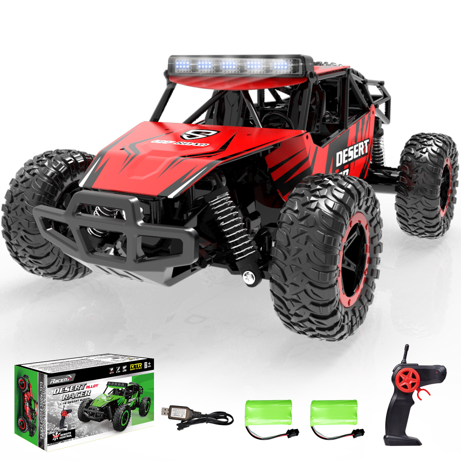 RACENT Desert Racer 1/16 RC Car for Kids All Terrain Remote Control Car RC Rock Crawler