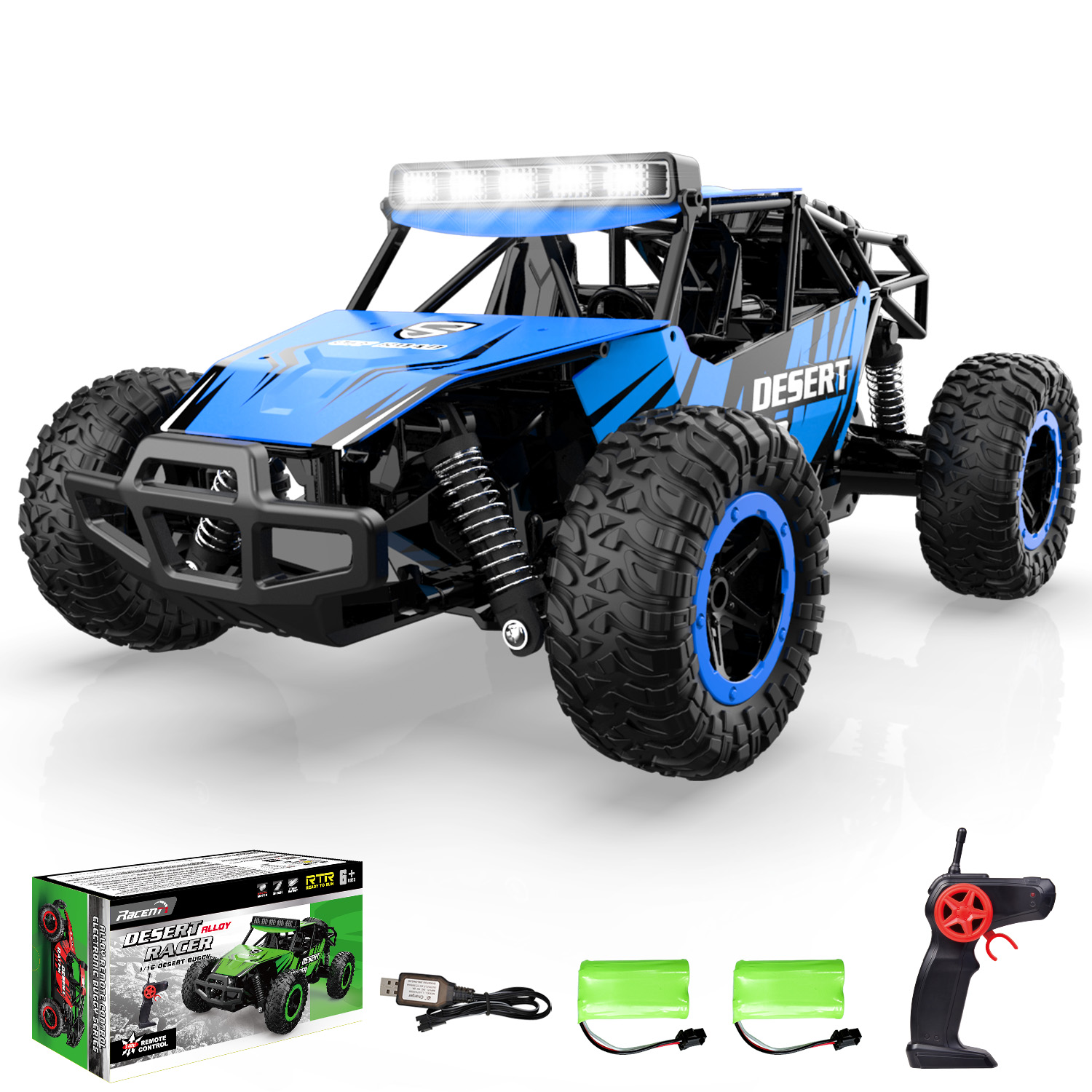 RACENT Desert Racer 1/16 RC Car for Kids All Terrain Remote Control Car RC Rock Crawler