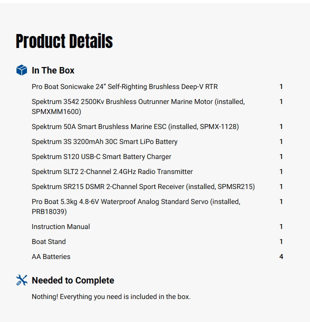 Sonicwake 24" Self-Righting Brushless Deep-V RTR