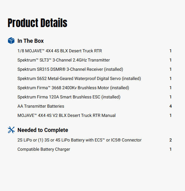 ARRMA 1/8 MOJAVE 4S-ARA4404T2/ARA4404T1